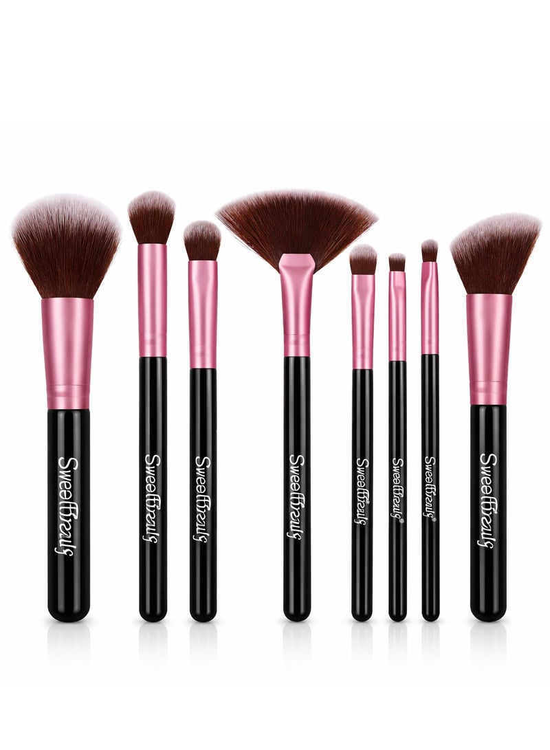 MOSH Sweetbeauty Professional Makeup Brush Set – 8 Pieces Face & Eye Brushes with Soft Synthetic Bristles - Image 1